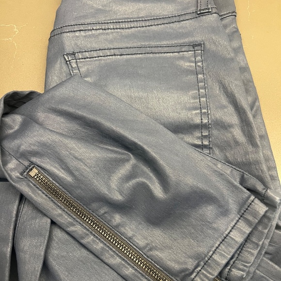 Current Elliott Navy Coated The SoHo Zip Stilleto Pant - Picture 4 of 4